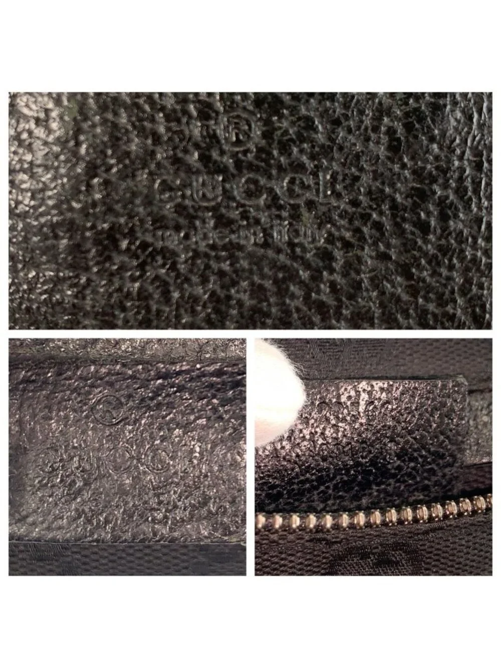 Gucci Black Silver GG Canvas Leather Belt Bag Waist Pouch